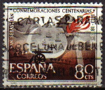 z vendido ESPAÑA 1963 1517 Sello Conmemoraciones de San Sebastián Incendio de 1813 usado Espana Spain Espagne Spagna Spanje Spanien 